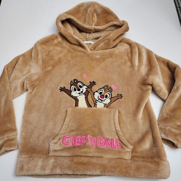 H&M Disney Chip n Dale Super Soft Plush Hoodie Sweatshirt Size 6x/7 - Picture 3 of 10